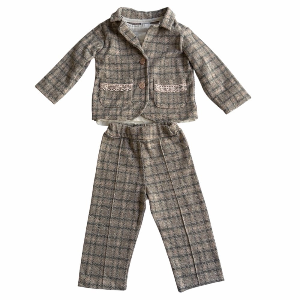 Adorable 3-Piece Toddler Outfit – Blazer, Top & Pants Size 12M